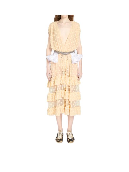 Dries Van noten Abito in rete con volant Dally ecrù DRIES VAN NOTEN | 261-011007-32915 ECRÙ